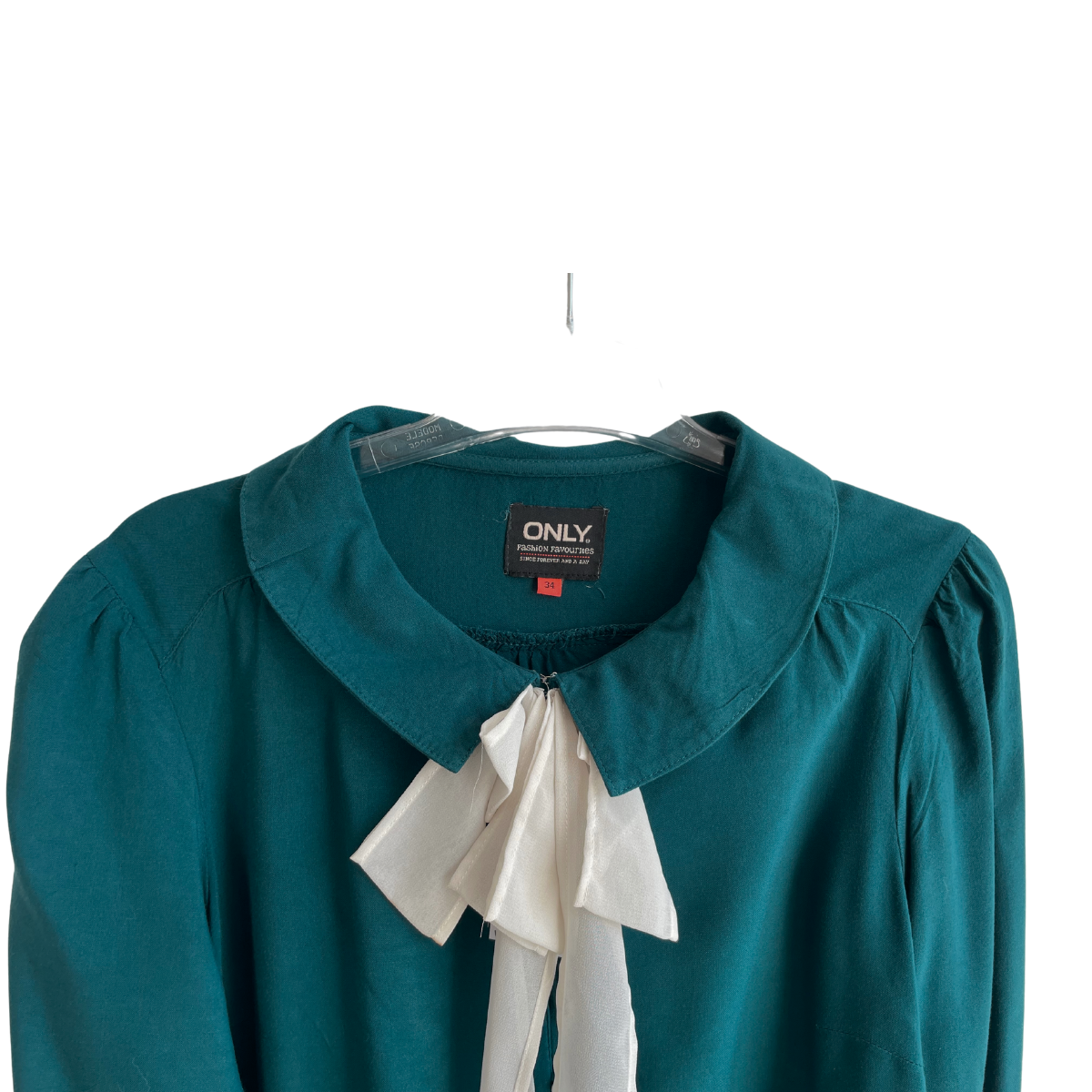 Blauwgroene blouse met strik