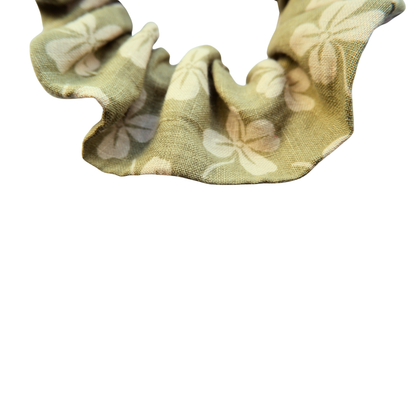 Scrunchie groen bloemen