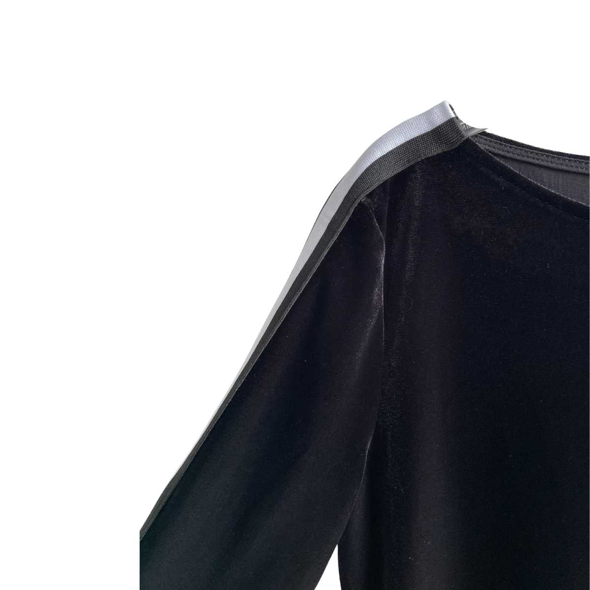 Zwart kleedje met witte streep velours