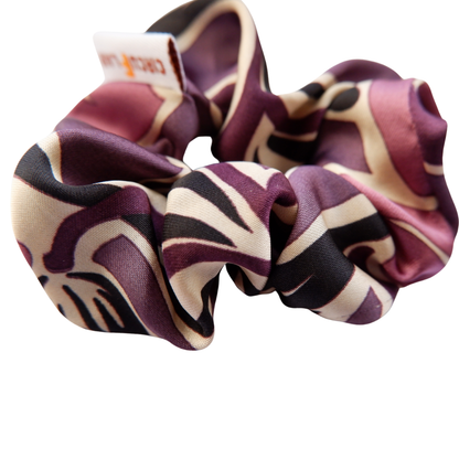 Scrunchie paars bloemen