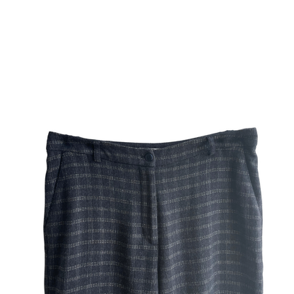 Donkerblauwe geruite broek met wol