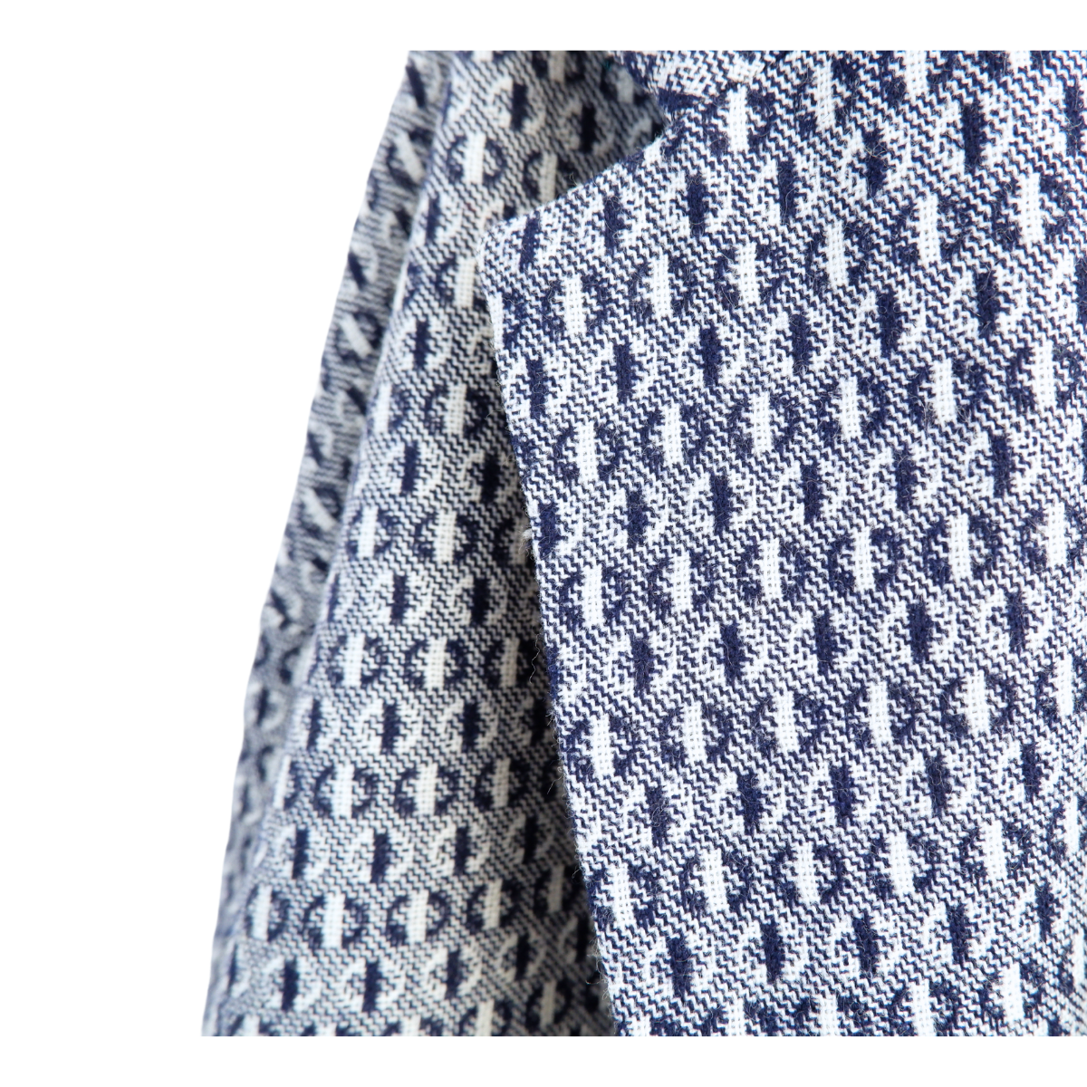 Blauwe zelfgemaakte vest met motief