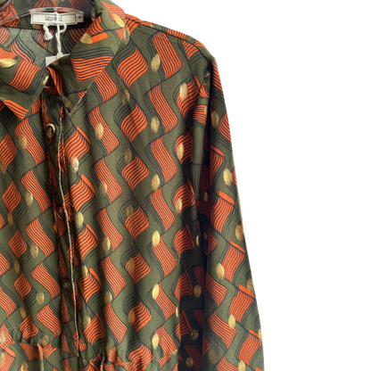 Groen-oranje lange jurk