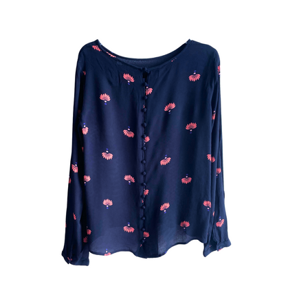 Blauwe blouse met bloemen