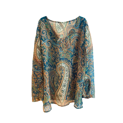 Meerkleurige blouse met mooie patronen maat 48