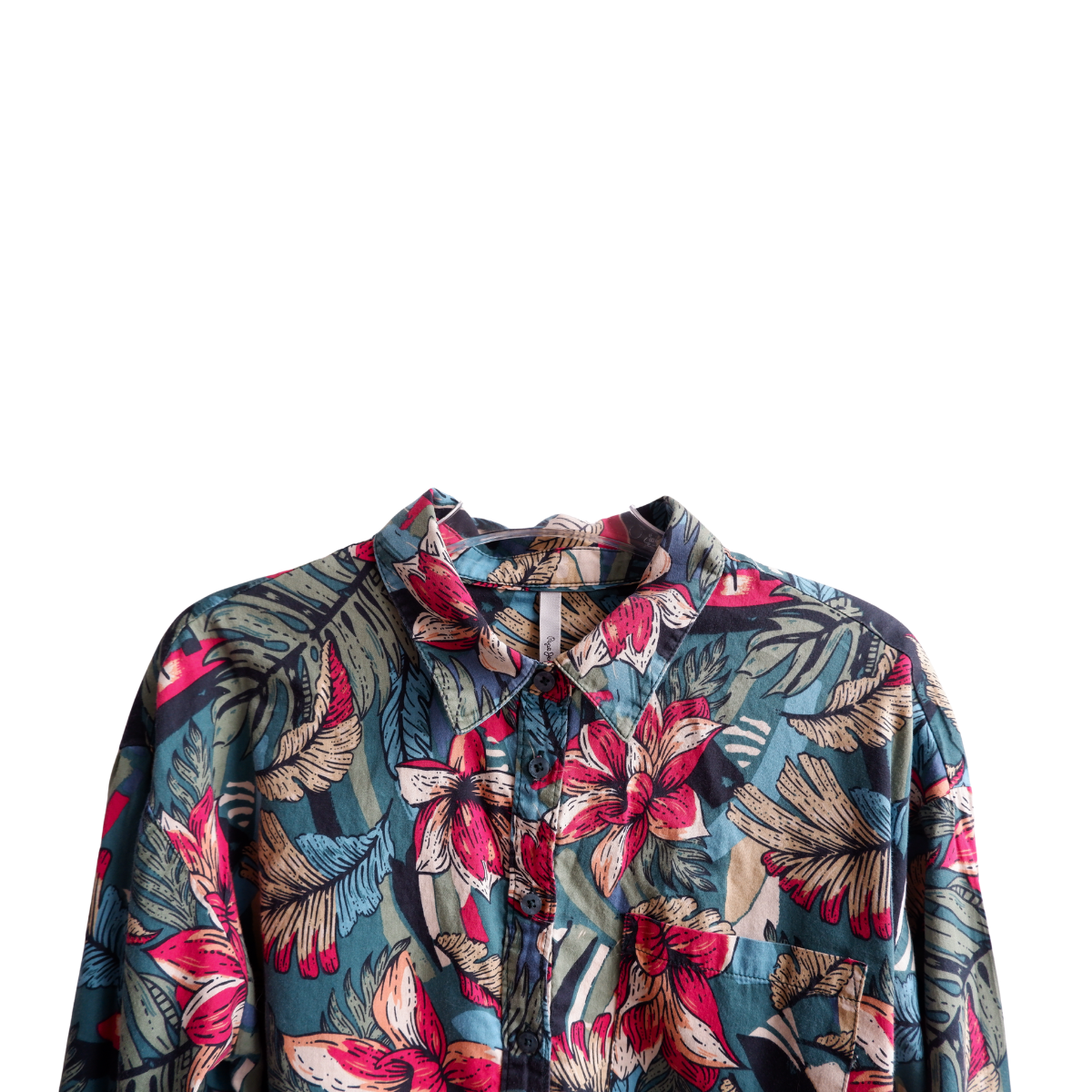 Blauw/groen hemd met bloemen Pepe Jeans