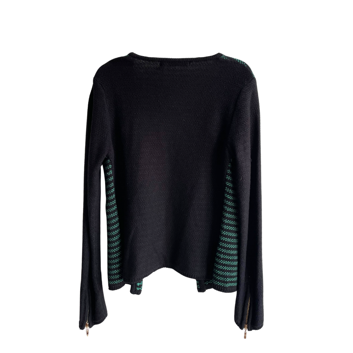 Zwart gilet met groene lijnen