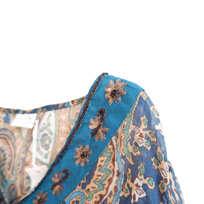 Meerkleurige blouse met mooie patronen maat 48