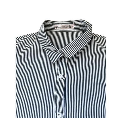 Zwart gestreepte blouse met ontblote schouders