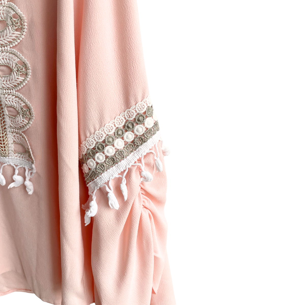 Roze blouse met frivole mouwen