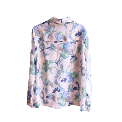 Wit blauw bebloemde blouse