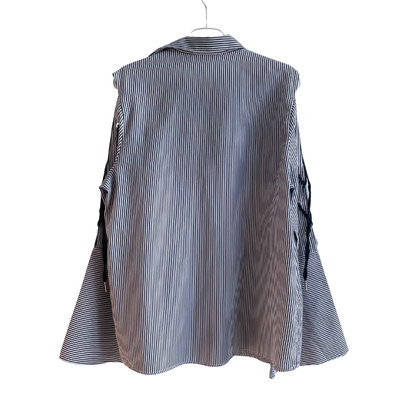 Zwart gestreepte blouse met ontblote schouders