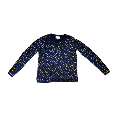 Blauwe trui met bloemen