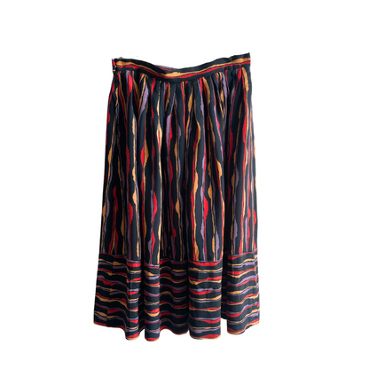 Zwarte kleurig gestreepte retro rok