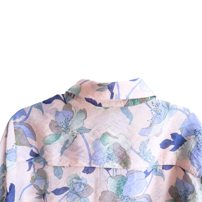 Wit blauw bebloemde blouse