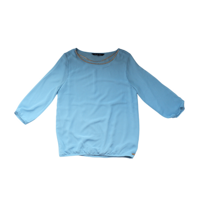 Blauwe blouse met diamantjes