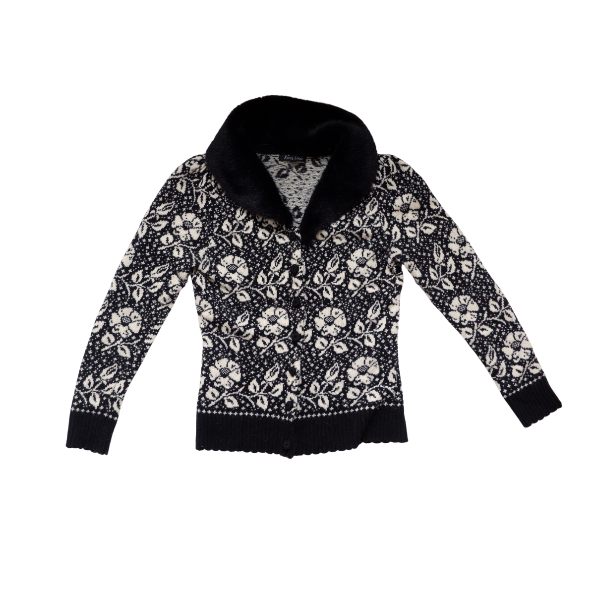 Zwarte wollen trui (met afneembare kraag)