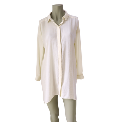 Gebroken witte lange blouse