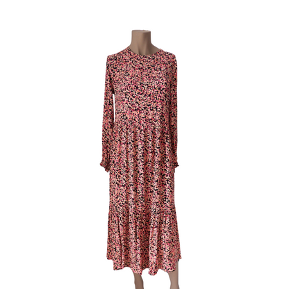 Zwart-roze lang bloemenkleed