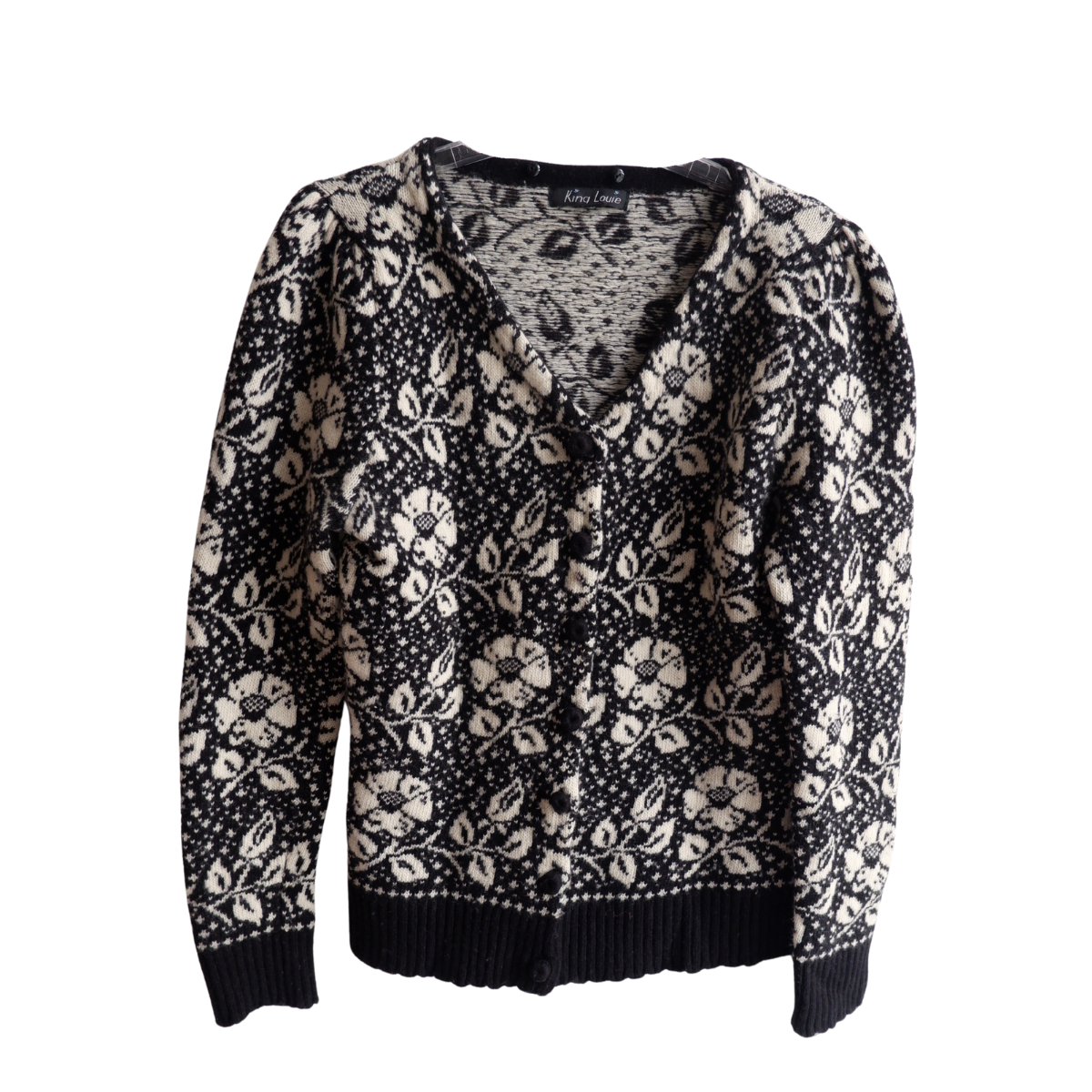 Zwarte wollen trui (met afneembare kraag)