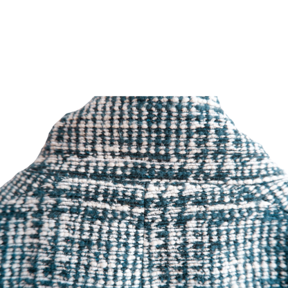 Blauwgroene/witte winterjas