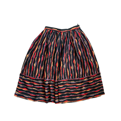Zwarte kleurig gestreepte retro rok