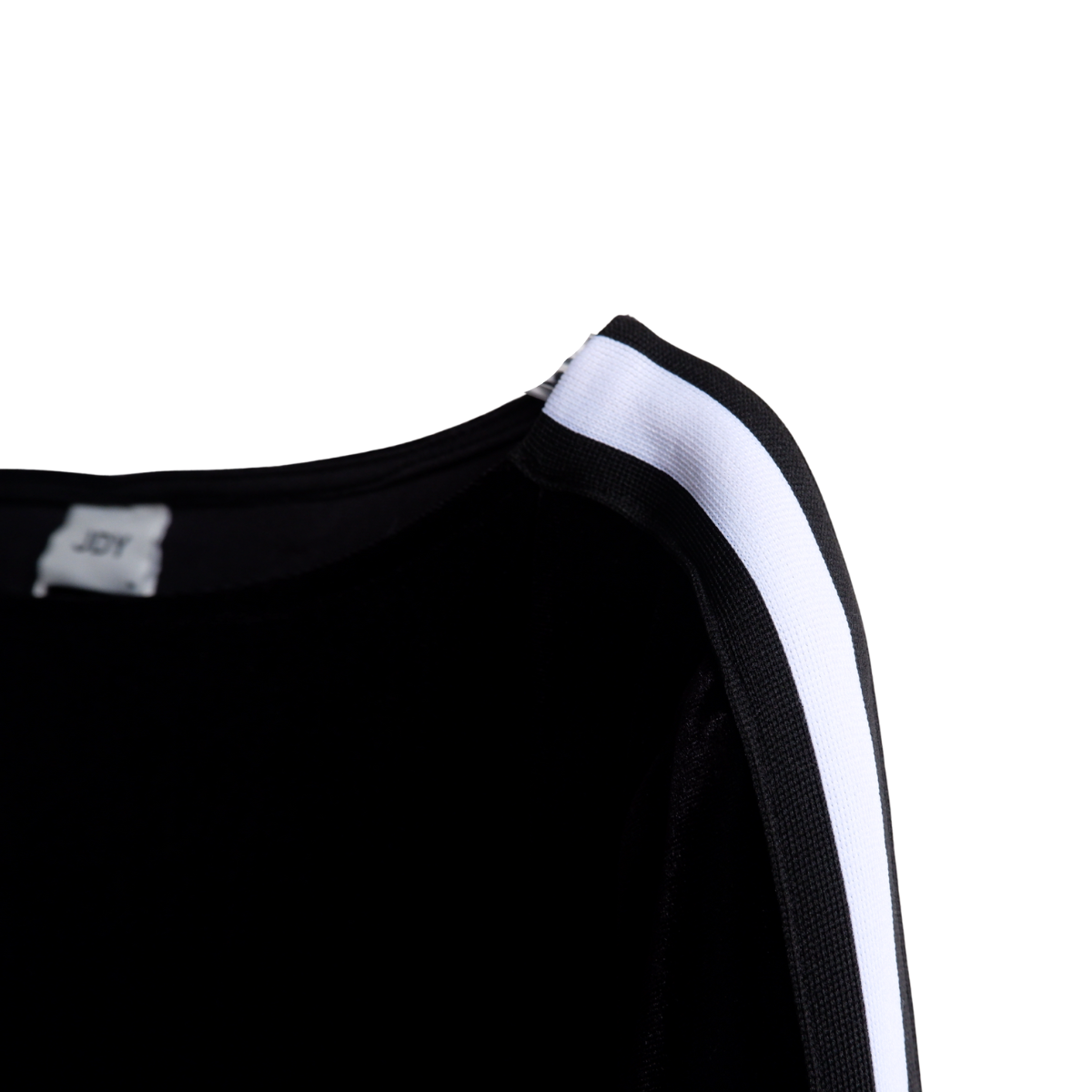 Zwart kleedje met witte streep velours