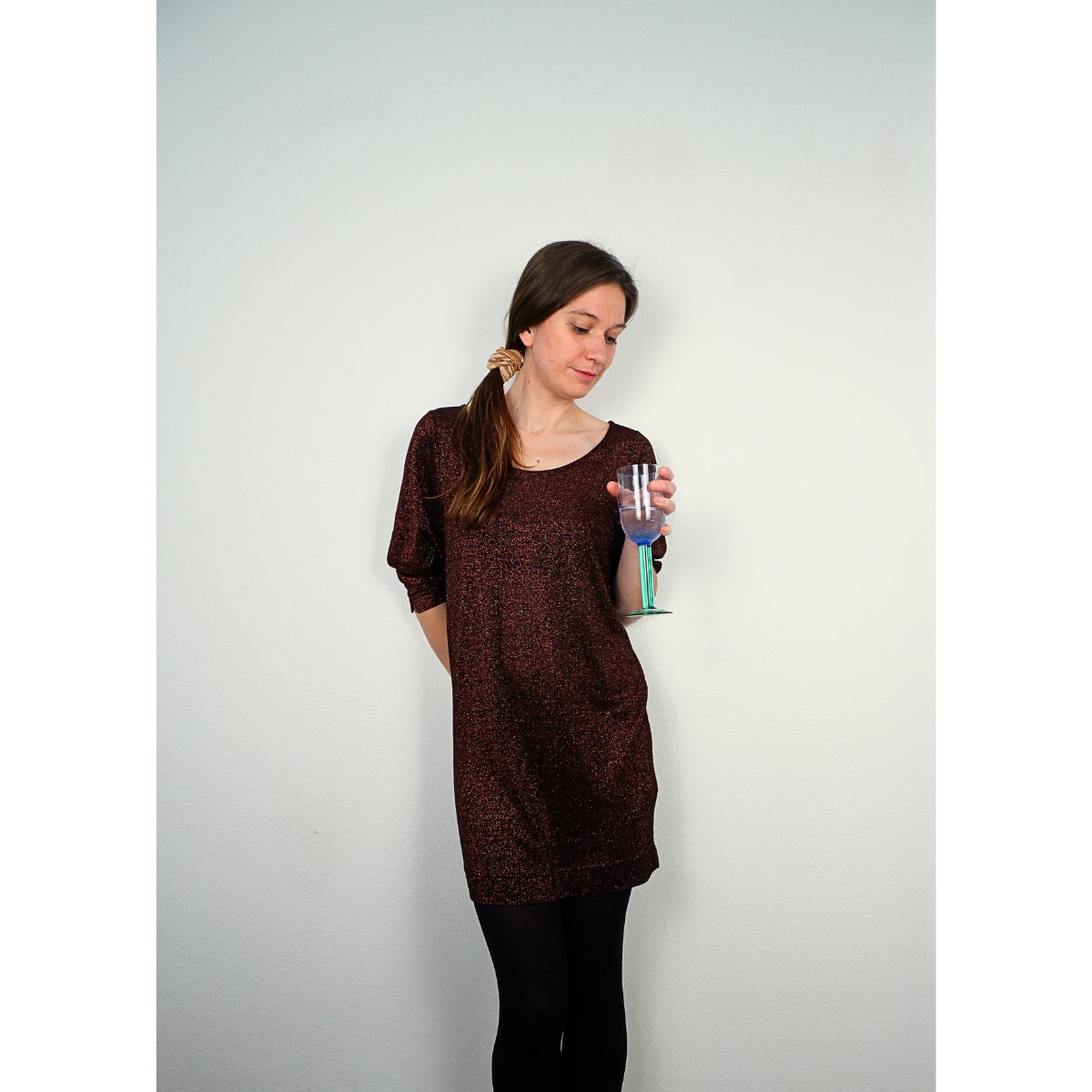 Koperkleurige shirt dress