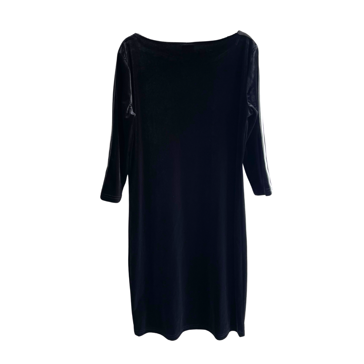 Zwart kleedje met witte streep velours