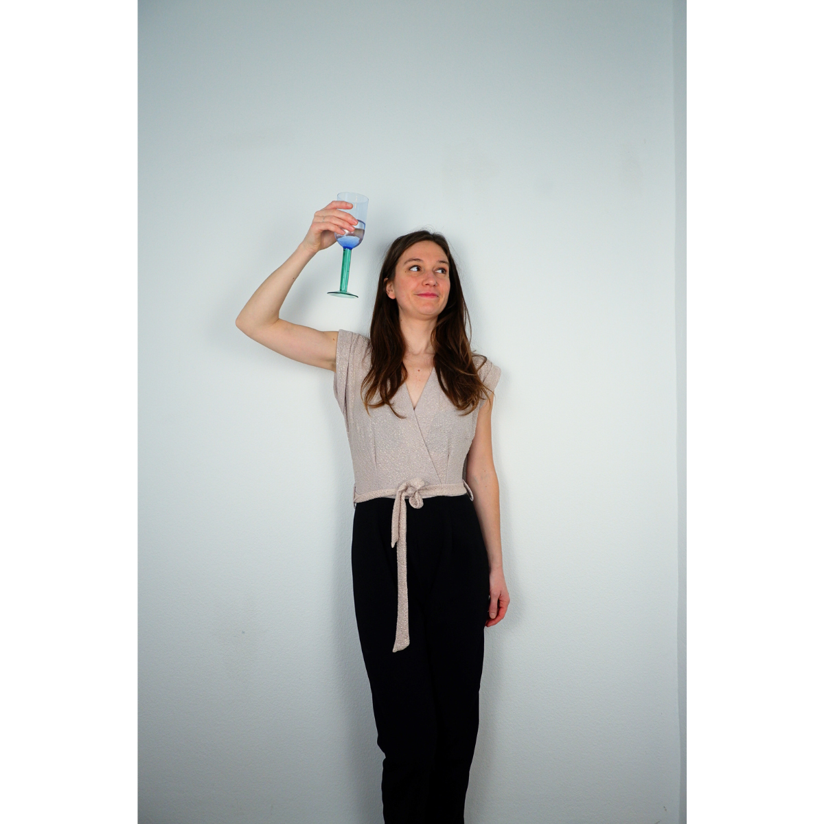 Zwarte/beige broekpak met glitter